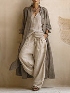 Letizia | Conjunto de tres piezas con cárdigan largo boho