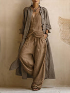Letizia | Conjunto de tres piezas con cárdigan largo boho