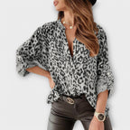 Blusa de Moda con Estampado de Leopardo