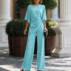 Gabriella | Conjunto de Blusa Drapeada y Pantalón Ancho
