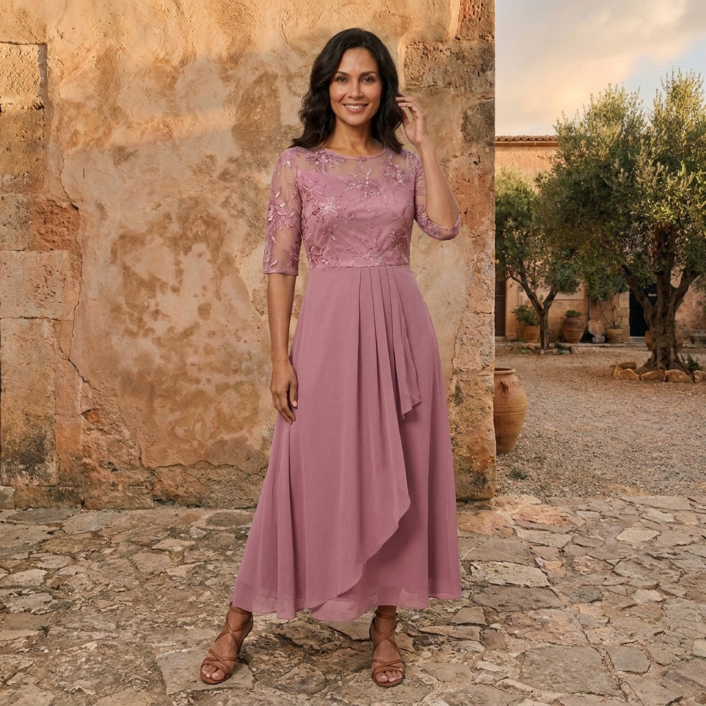 VESTIDO DE GASA ELEGANTE