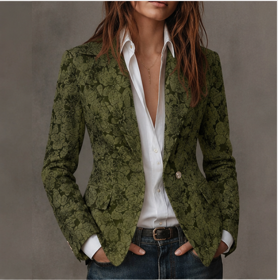 Blazer de jacquard Lorena en color verde para mujer