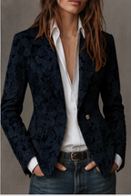 Blazer de jacquard Lorena en color azul marino para mujer