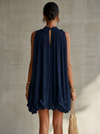 Camilla | Mini vestido de gasa con cuello americano y falda globo