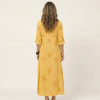 Vestido Maxi Bordado de Algodón-Lino