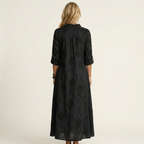 Vestido Maxi Bordado de Algodón-Lino
