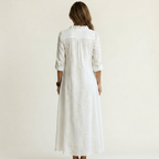 Vestido Maxi Bordado de Algodón-Lino