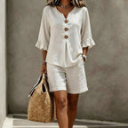 Nora | Conjunto de Blusa con Botones y Shorts