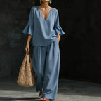 Adela | Conjunto Blusa Volante y Pantalón Palazzo